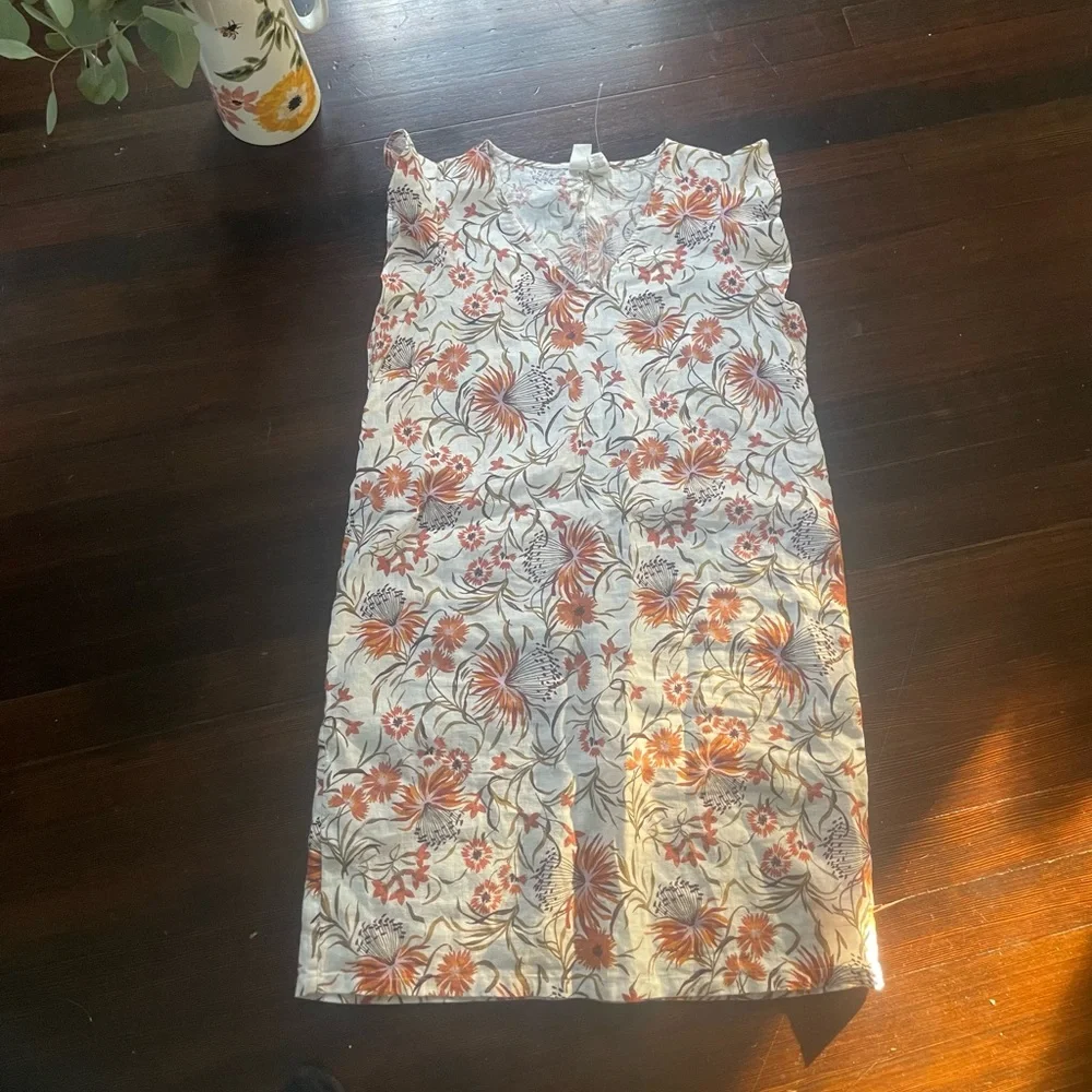 Joie linen floral sack dress ruffle sleeve small - Picture 2 of 7